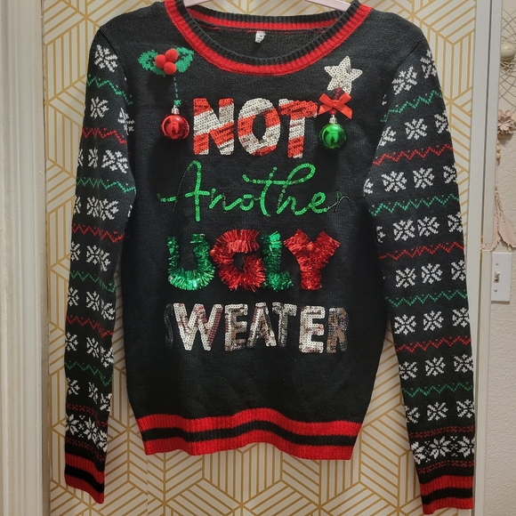Not another ugly christmas sweater tensel ornaments Fair Isle Slim Fit MED - Picture 1 of 2